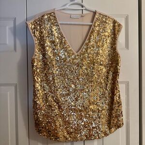 Gold Sequin Sleeveless Top